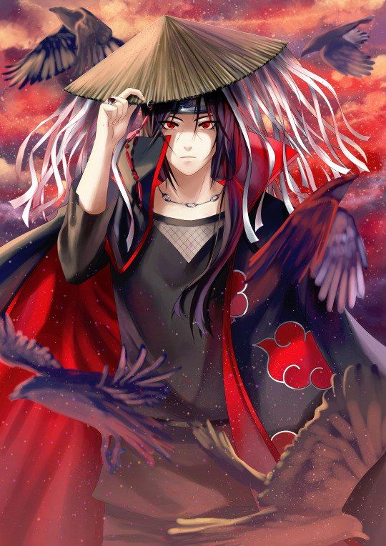 Itachi Uchiha Wearing A Straw Hat In Painting Anime Images